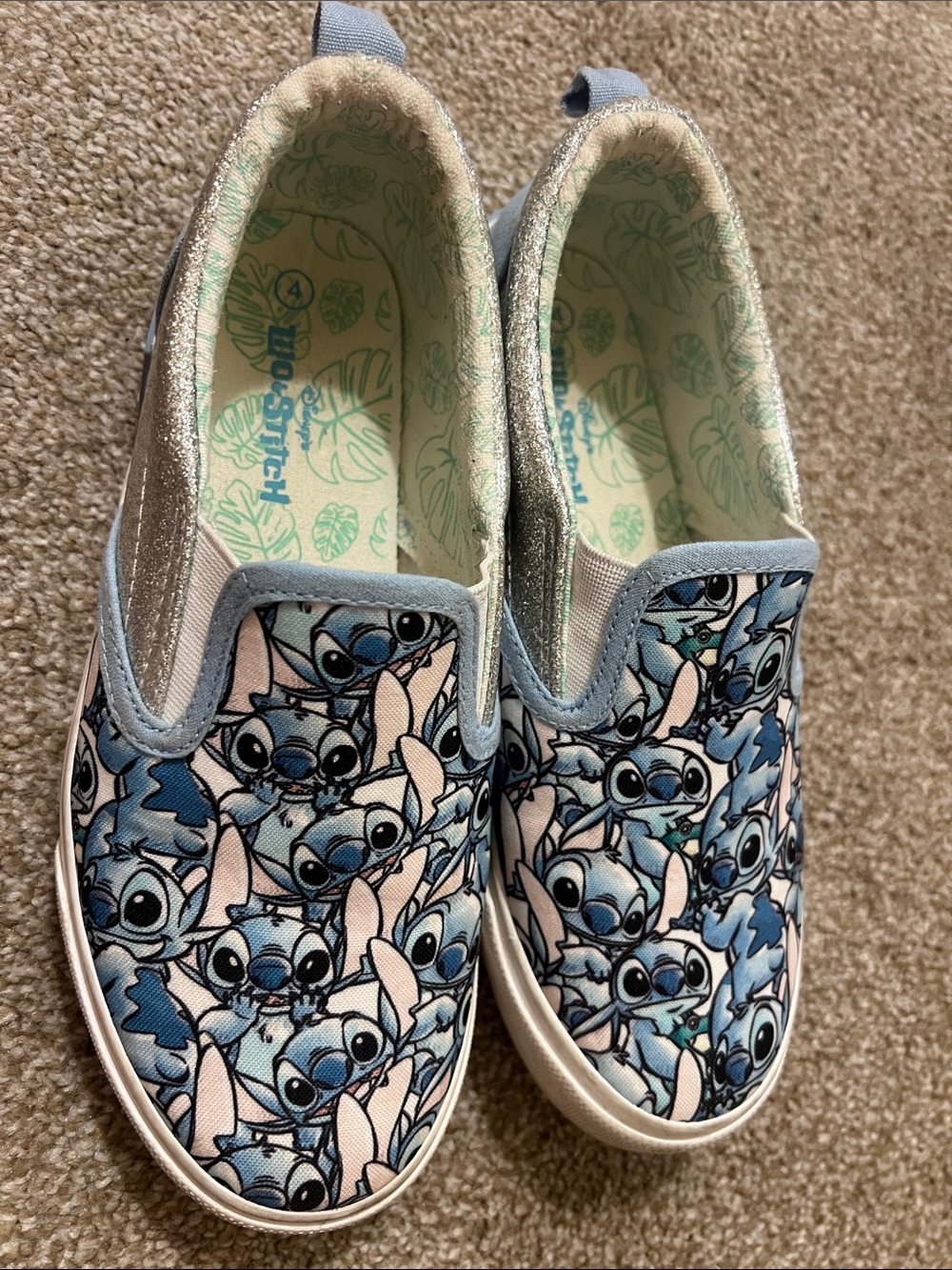 Kids Slip-On Cartoon Character Sneakers in Light Blue